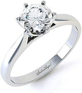 Round Cut Wedding Engagement Ring | Sterling Silver 925 Rhodium Platinum Plated Cubic Zirconia Stones AAAAA+ Alternative to Diamonds 6 mm 0.75 Carat | Promise Anniversary Bridal Valentines Birthday Gifts for Women | Design A27