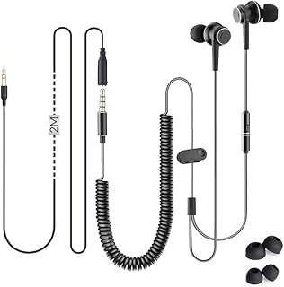 Avantree 3m In-Ear TV Kopfhörer mit langem Spiral- und Verlängerungskabel, hervorragender Geräuschisolierung und kristallklarem Sound, ideal für Zuhause und Büro