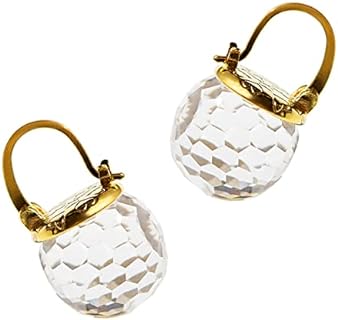 Dangle Ball Earrings with Cubic Zirconia for Women, Lever Back Design in Sterling Silver & Copper, Ideal Austrian Crystal Gift for Her