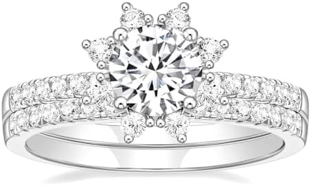 TIGRADE 1.25CT Bridal Ring Sets Round Wedding Band CZ Engagement Rings Promise Rings Gift for Women Size 4-11