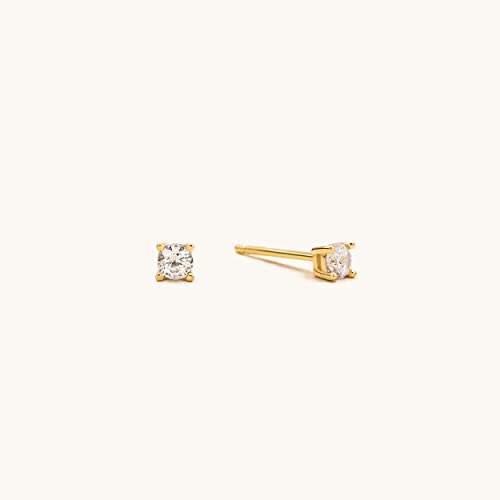 925 Sterling Silver 4 Prong Pure Brilliance Cubic Zirconia Stud Earrings Hypoallergenic
