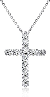 Women's 14K Gold Plated Silver Cross Choker Necklace with Link Chain and Cubic Zirconia Accent