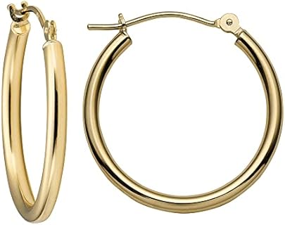 MAZZERI 14k Solid Gold Hoop Earrings For Women, Hypoallergenic, Classic Round Click-Top Closure Gold Hoop Earrings 14k Real Gold