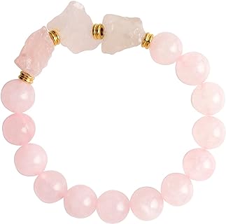 Rose Quartz Bead Bracelet with Stretch Clasp for Women and Men, Love & Healing Stone