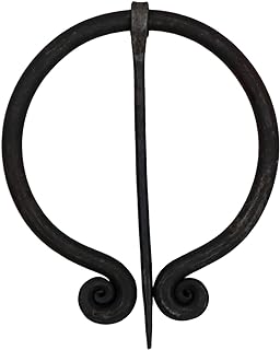 Medieval Cloak Fibula with Spiral Ends Hand Forged Iron Black Cloak Pin Functional Clasp for Clothes Historical Re-enactments