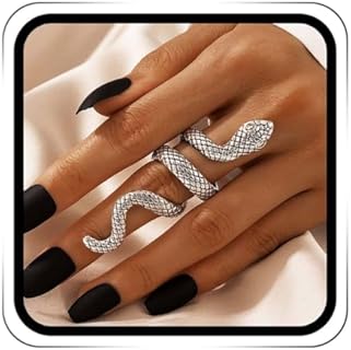 Rhinestone-Embellished Vintage Statement Ring for Women and Girls - Large Alloy Snake Design, Versatile One-Size-Fits-Most Fashion Accessory
