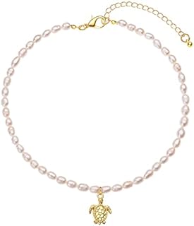 wgoud Natural Freshwater Pearl Choker Necklace for Women, Trendy 14K Gold Plated Pearl Necklaces Handmade Jewelry Gift