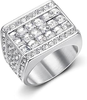 ICED OUT Ring for men Wedding Rings for Men 18 Ice Cubes ring Hip Hop ring Radiant Rings for Women Bling Iced Out Jewelry Bling Rings for girls rings for Club Heavy Metal ring Party