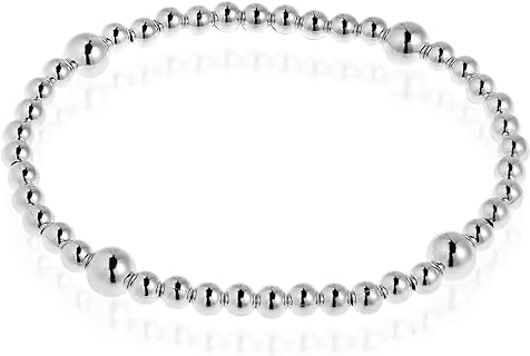 AeraVida Sleek Elastic Sterling Silver Beads Stretch Bracelet | Cute Trendy Bangle Bracelets for Women | Jewelry Gifts for Women and Daughter