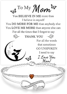 Mom Bracelet Mother's Day Birthday Gift for Mom Infinity Love Bracelet for Mom Birthstone Heart Charm Cuff Bracelets for Women Mother Mama CZ Stone Bracelet Christmas Jewelry