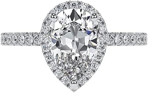HNB Gems 3 CT Pear Moissanite Engagement Ring Wedding Bridal Ring Sets Solitaire Halo Style 10K 14K 18K Solid Gold Sterling Silver Anniversary Promise Ring