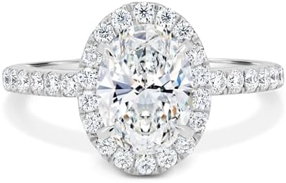 Kiara Gems 3 CT Oval Colorless Moissanite Engagement Ring, for Women/Her Wedding Bridal Ring Sets, Eternity Sterling Silver Solid Gold Diamond Solitaire 4-Prong Sets, for Her