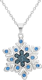 Disney Womens Frozen II Necklace - Silver Plated Frozen Necklace with Snowflake or Elsa and Anna Pendant Jewelry - Frozen Jewelry