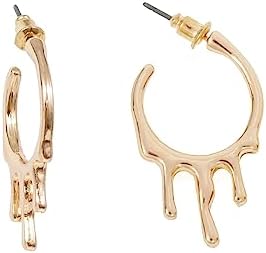 18K Gold Plated Lever-Back Dripping Hoop Earrings for Women, Unique Lava Design, Zinc Drop Dangle Studs, Ideal Birthday or Christmas Gift