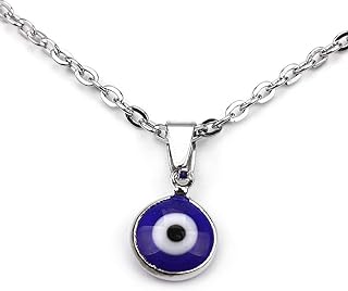 RUIZHEN Evil Eye Pendant Necklace Turkish Evil Eye Necklace Glass Eye Leather Rope Necklace for Women Men Protection Lucky Jewelry