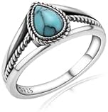 Women's Turquoise Western Wedding Ring in Sterling Silver, Bohemian Style Size 7
