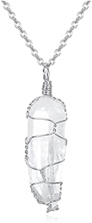 CrystalTears Clear Quartz Crystal Necklace Gold Copper Wire Wrapped Irregular Quartz Healing Crystal Point Gemstone Pendant Necklace Jewelry for Women Mother's Day Gift
