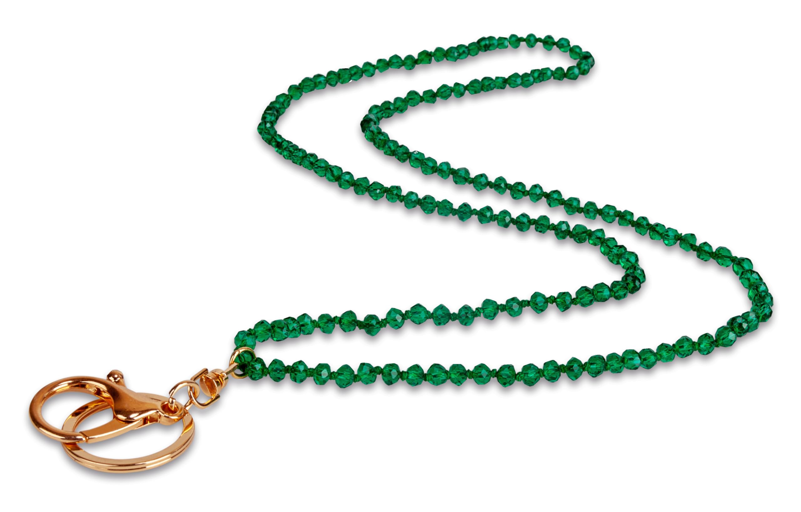 Hand-Washable Cotton Cord Golden Clasp Emerald Beads Lanyard Necklace for Women with Vibrant Design by SPUNKYsoul