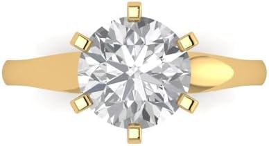 Exquisite 2.5 Carat Clara Pucci Round Solitaire Moissanite Ring Set in 14k Yellow Gold for Women Perfect for Engagement and Anniversary with Bespoke Engraving Options