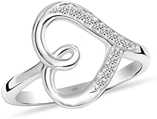 Sterling Silver LeCalla Love Open Heart Joran Wedding Ring for Women/Teen Girls, Size 5, No Gemstone, High Polish Finish