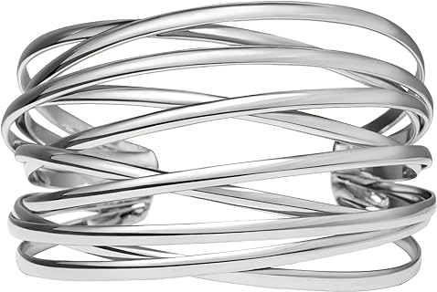 Twisted Cuff Bangle Bracelet for Women Girls Trendy Multi-layer Wire Warp Bangle Bracelet Adjustable Wide Open Chunky Cuff Bracelet, Gold & Rose Gold & Silver