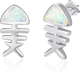 Opal Fish Stud Earrings 925 Sterling Silver - Perfect Push-Back Birthday Gifts for Girls & Women - Delightful Animal Design