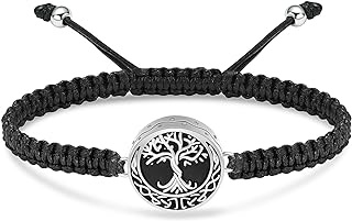 Handcrafted Imrsanl Tree of Life Urn Bracelet for Women and Men with Braided and Cable Chain - Stainless Steel Buckle Clasp Bangle Keepsake, Memorial Jewelry