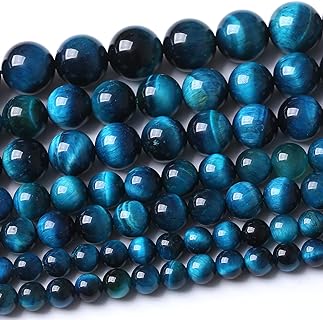 6MM Round Sapphire Tiger Eye Loose Beads by Airheartwx - Authentic Stone Beads for DIY Jewelry Making - Perfect for Necklaces and Bracelets Designs