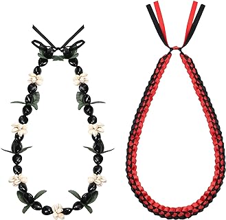 2 Pcs Graduation Leis 2024 Graduation Ribbon Lei Hawaiian Kukui Nut Lei Braided Necklace Beads Necklaces 2024 Graduation Gifts Party Accessories for Women and Men