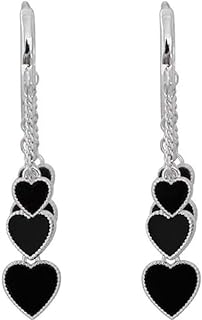 Stainless Steel Heart Charms Long Tassel Style Dangle Drop Earrings