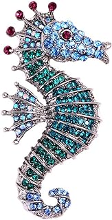Sparkling Rhinestone Seahorse Brooches Pin Fashion Cute Lapel Pin Sea Animal Brooch Badge Pins for Kids Women Jewelry Gifts