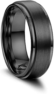 Bevelled Edge Stainless Steel Wedding Ring for Men or Women - Diamday 8mm Brushed Matte Promise Band for Couples, Comfort Fit Design, Size 8-12