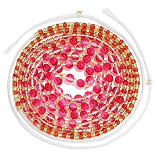 ELABEST Afrcian Waist Beads Tie on Beaded Waist Chain No Stretch Belly Beads Body Chain Jewelry for Women and Girls