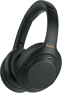 Sony WH-1000XM4 kabellose Bluetooth Noise Cancelling Over-Ear-Kopfhörer in Schwarz, mit 30h Akku und Touch Sensor, ideal für Musikliebhaber und Vielreisende, inklusive Mikrofon und Schnellladefunktion