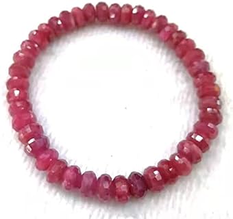Stretchable Natural Ruby Gemstone Bracelet with 6mm Faceted Beads, Perfect for Men and Women - Elegant Crystal Bead Chain Design