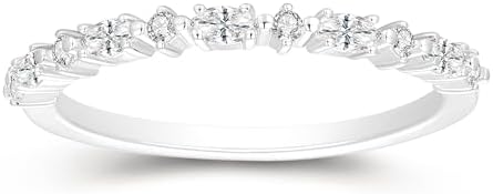Timeless Elegance 0.24 Carat Moissanite Platinum Plated Sterling Silver Wedding Band for Women, With Exquisite Princess Tiara Design - Perfect Minimalist Gift for Mom