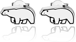 Alloy Push-Back Polar Bear Stud Earrings, Unique Gift for Animal Lovers, Distinctive North Pole-Inspired Design