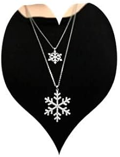 Elegant Box Chain Rhinestone Snowflake Pendant Necklace for Women, Double Snowflake Design, Perfect for Winter Parties