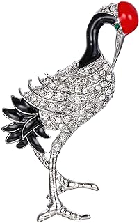 Women's Flyonce Flamingo Brooch Pin with Radiant Austrian Crystals, Alloy Metal - Stunning Bird Animal Design Lapel Pin