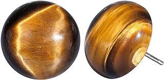 Jewever Tiger Eye Gemstone 925 Sterling Silver Earrings for Women Stud Mens Earrings Stud Healing Crystals Jewellery for Women