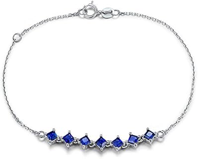 1.35ct Natural Genuine Blue Sapphire Solid 14k White Gold Cuff Bracelet Bangle September Birthstone