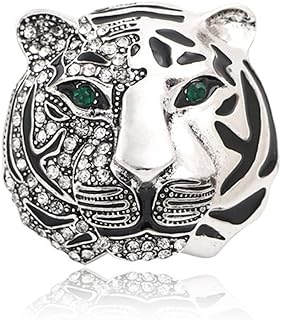 Rhinestone Tiger Head Brooch Pins for Men Women Suit Pin,Retro Elegant Gold Silver Crystal Animal Lapel Pin,Charm Tiger Coat Collar Brooch Fashion Jewelry Accessories