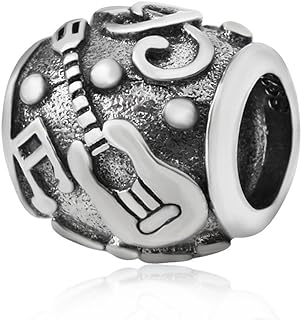 Sterling Silver Clasp Guitar Pick Charm Bracelet with Luckybeads & Music Notes for DIY Jewelry Enthusiasts - Unique Design