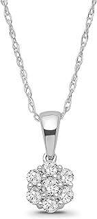 10K Gold or Silver Diamond Cluster Pendant with Sterling Silver Chain Necklace (1/5 cttw, I-J Color, I2-I3 Clarity), 18"
