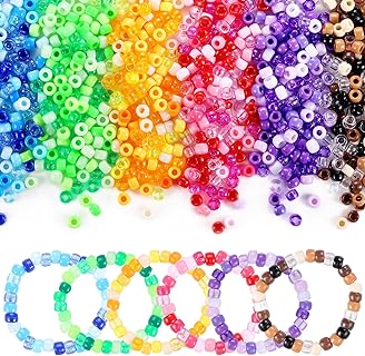 Funtopia Bulk Plastic Pony Beads in 36 Colors - Perfect Beads for Jewelry Making, Crafts, Hair Braids - 3400pcs+ Small Size, Vibrant & Non-Toxic (6x9mm)