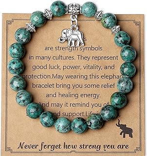 No-clasp African Beaded Bracelet with Bead Chain Design - Ideal for Women - Elephant Shape, Handcrafted from Natural Stone