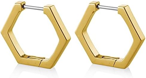 | Hypoallergenic Earrings | Titanium Small Friday Endless Hex Hoops | Gold | Titanium Hoop Earrings | Gold Hoops for Women, Sensitive Ears, Trendy Womens Earring Set