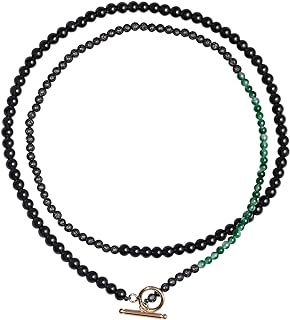 Lava Stone/Black Obsidian/Moss Agate Beaded Layered Choker Necklace for Women Essential Oil Diffuser Healing Crystals and Gemstones Necklaces