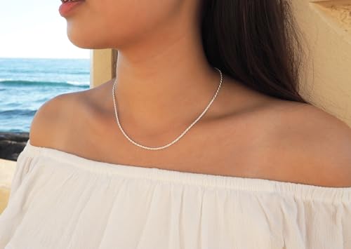 Sterling Silver 1.5mm Diamond-Cut Rope Chain Necklace Solid Italian Nickel-Free, 14-30 Inch