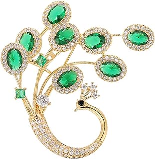 Pin-Clasp Zircon Rhinestone Peacock Brooch for Women, Emerald-Crafted Elegance - Art Nouveau Design from China